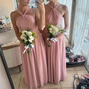 Azazie Jacey Rosette Halter Bridesmaid Dress